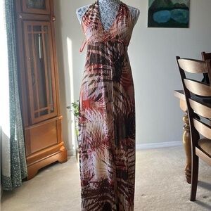 Elegant Multicolor Halter Maxi Dress